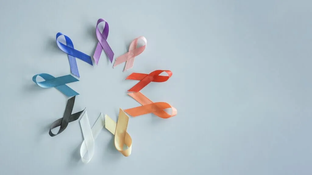 Cancer awareness ribbons representing the broad spectrum of oncology care at Oasis of Hope. Our integrative treatment protocols are designed to address various cancer types, providing personalized immunotherapy and metabolic support for patients across the globe